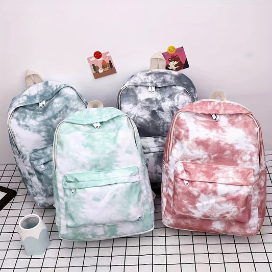 Tie Dye Design Backpack, Zipper Storage Rucksack, Women's Trendy Bag For School