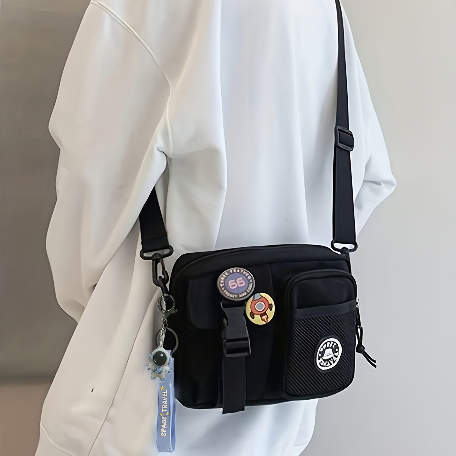Solid Color Casual Shoulder Bag, Adjustable Strap Zipper Satchel Bag, Simple Design Canvas Crossbody Bag