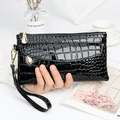 realaiot Crocodile Embossed Clutch Wallet, Women's Long Zipper Hand Bag For Coin & Card, Purse With Wristlet