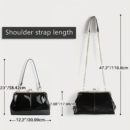 Stylish Large Capacity Handbag, Solid Color Sling Bag With Kiss Lock, Perfect Underarm Bag For Every Occasion - Perfect for Carnival Mardi Gras Music Festival