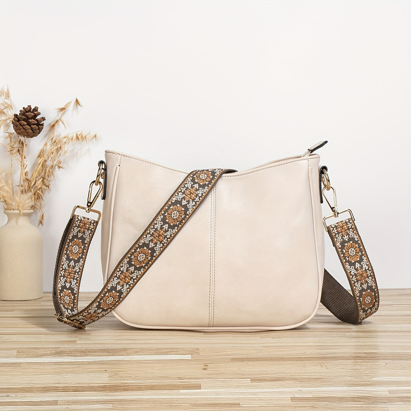 Vintage Vegan Crossbody Bag, Retro Ethnic Style Shoulder Bag, Women's Fashion Handbag & Purse