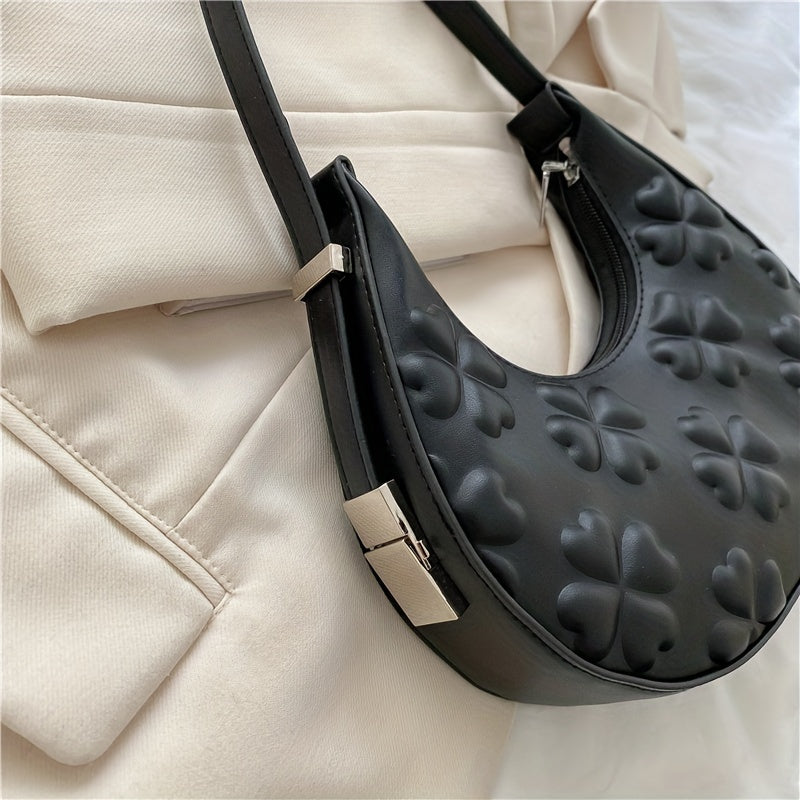 Solid Color Fashion Underarm Bag, Simple Casual PU Leather Half Moon Bag, Women's Trendy Versatile Shoulder Bag & Handbag