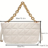 realaiot  Small Argyle Quilted Tote Bag, Fashion Chain Shoulder Bag, Women's Zipper Crossbody Purse