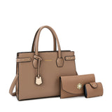 3Pcs PU Leather Tote Bag Set, Women's Simple Handbags With Clutch Purse & Card Holder