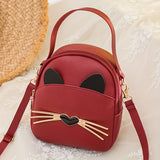 Mini Cute Cat Crossbody Bag, Fashion Convertible Backpack, Women's PU Leather Handbag & Purse