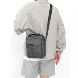 Men's Leather Crossbody Bag Multifunction Vertical Shoulder Bag For Outdoor Sports Travel Work Messenger Bag