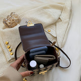 realaiot  Checkered Pattern Mobile Phone Bag, Mini Square Crossbody Bag, Women's Handbag & Purse With Buckle