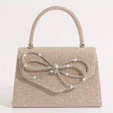 Rhinestone Evening Bag, Glitter Bow Decor Clutch Purse, Women's Chain Shoulder Bag For Wedding Prom Party