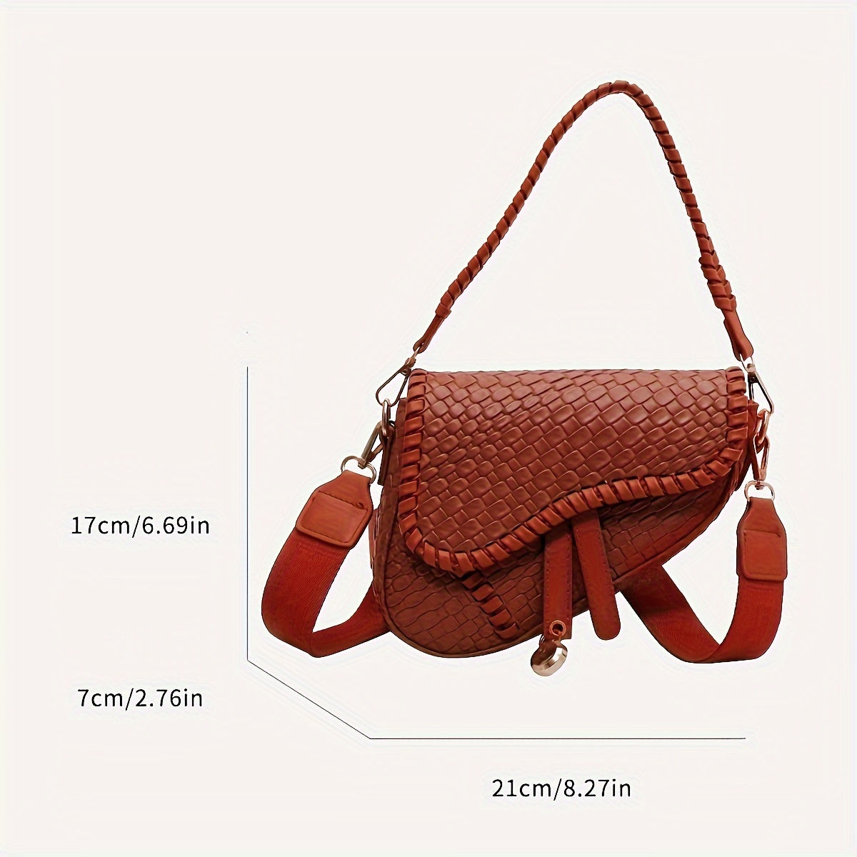 Special Shaped Women's Shoulder Strap, Crossbody Bag, New Trendy Flap Saddle Bag, Versatile And Fashionable Underarm Bag