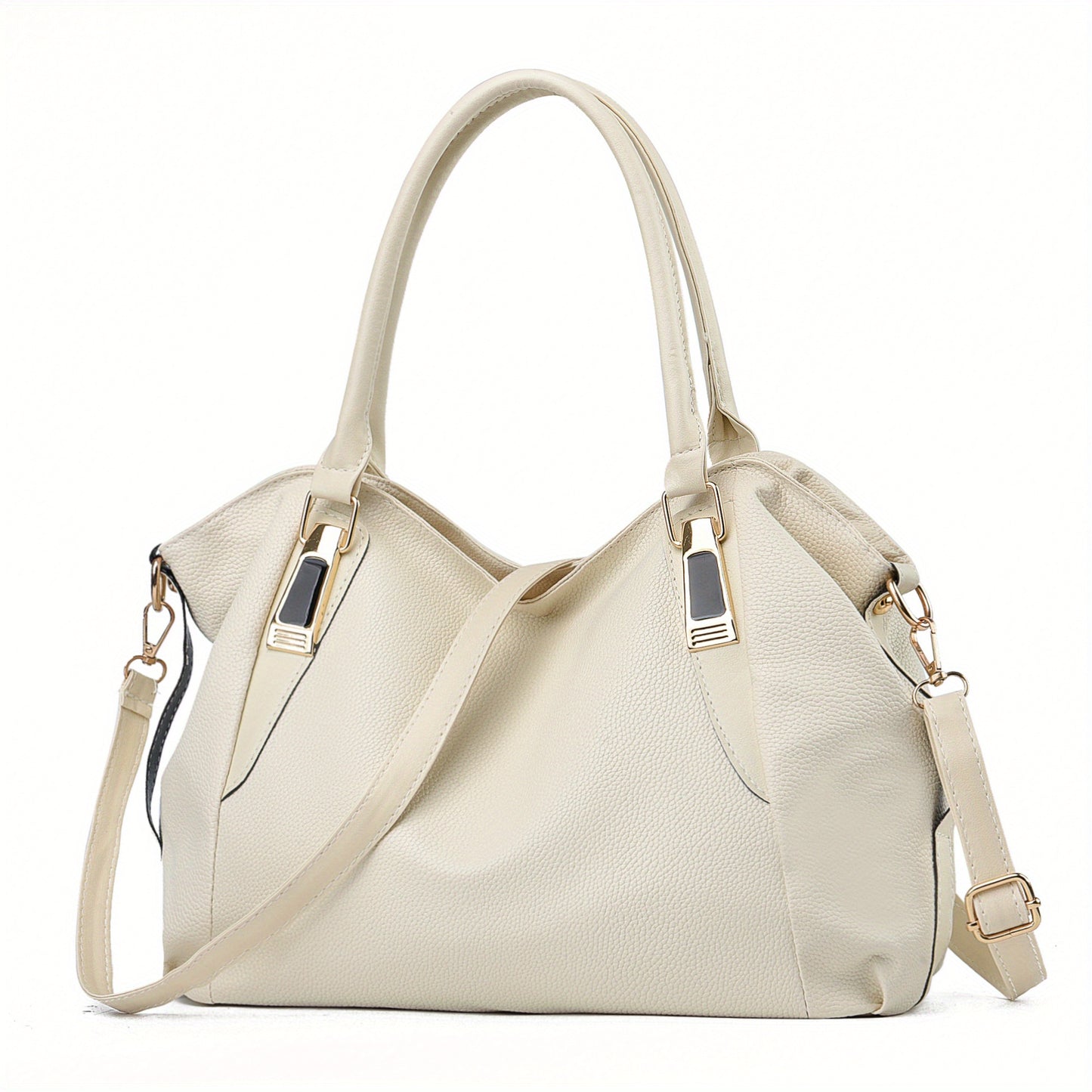 Casual Solid Color Handbag, Large-capacity Soft Faux Leather Shoulder Bag With Zipper, Multi Sling Bag