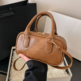 realaiot  Letter Embossed Handbag, Retro Solid Color Zipper Purse, Trendy Crossbody Bag For Women