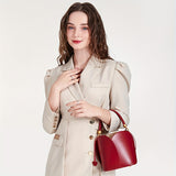 Luxury Genuine Leather Bucket Bag, Women's Mini Drawstring Handbag, Fashion Petal Cylinder Shoulder Purse