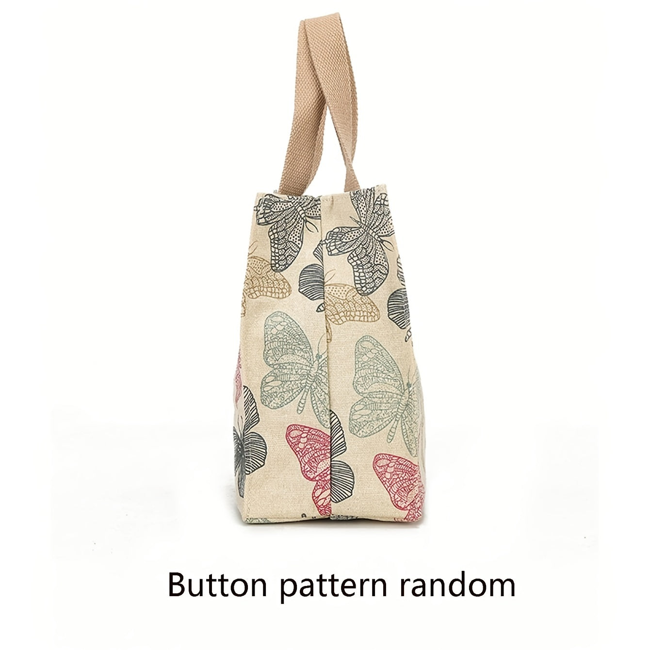 realaiot Aesthetic Butterfly Print Tote Bag, Portable Lunch Bento Bag, Perfect For School, Travel, Picnic, Office