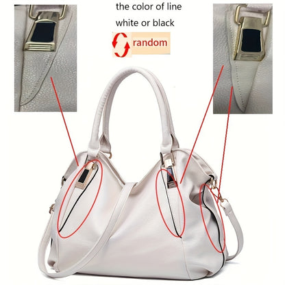 Fashion Casual Shoulder Bag, PU Leather Large Capacity Handbag Tote Bag For Men Women