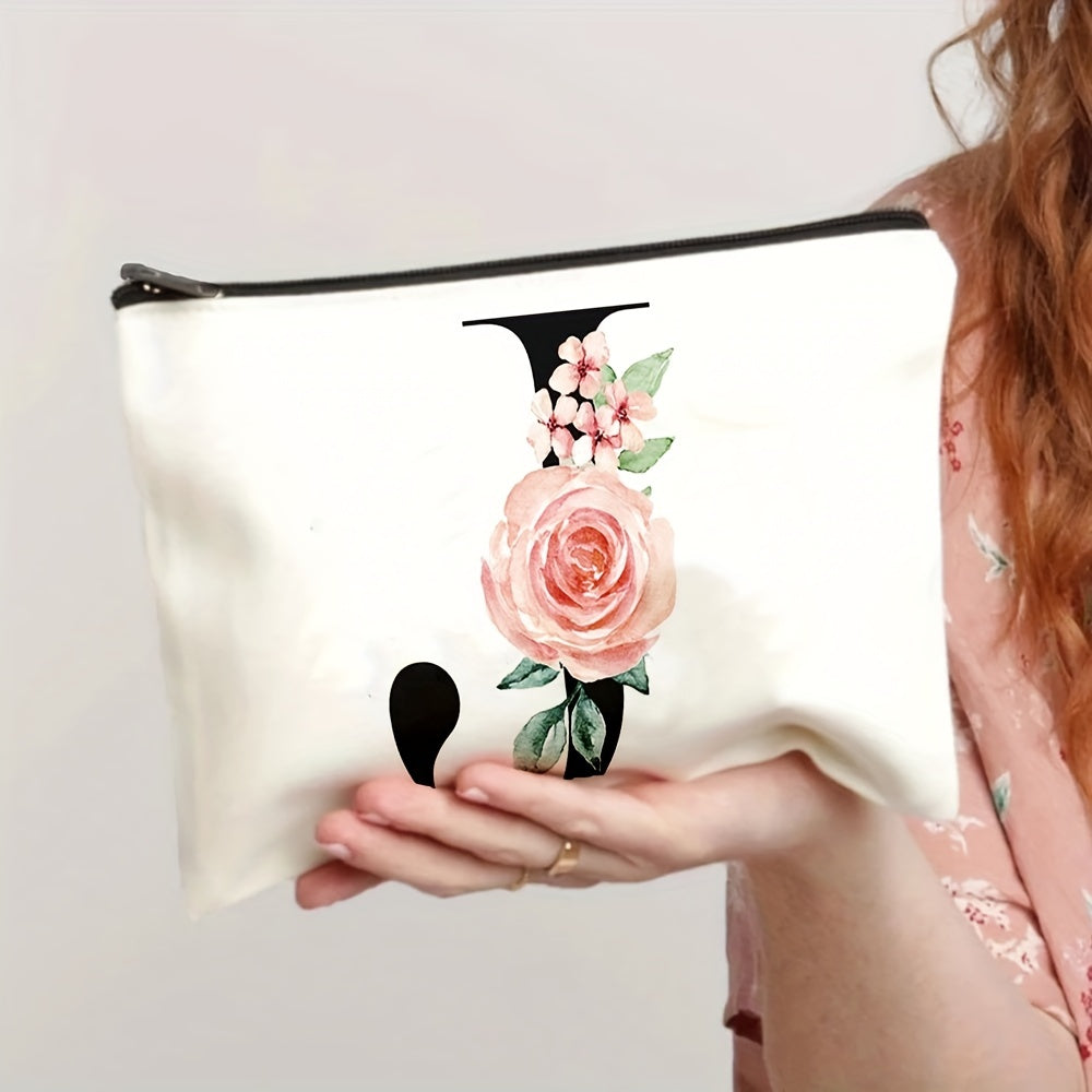 realaiot  Flower Pattern Zipper Coin Purse, Lightweight Clutch Purse, Portable Versatile Cosmetic Bag