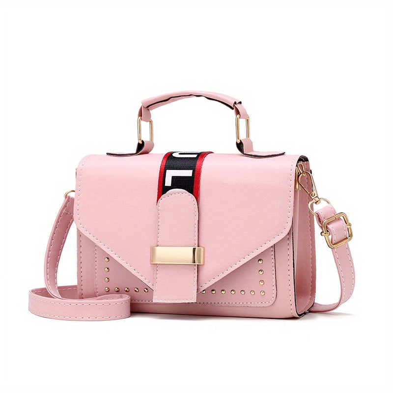 realaiot  Simple Trendy Square Shoulder Bag, All-Match Flap Crossbody Bag, Women's Classic Bag