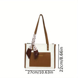 realaiot  Fashion Scarf Decor Tote Bag, Trendy Shoulder Underarm Bag, Women's Casual Handbag & Purse