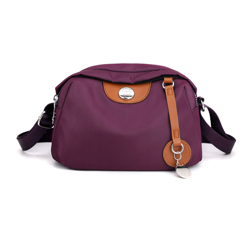 Nylon Shoulder Bag, Women's Lightweight Solid Color Crossbody Bag