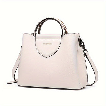 Elegant Genuine Leather Handbag, Solid Color Crossbody Bag, Fashion Shoulder Bag, Purse For Women