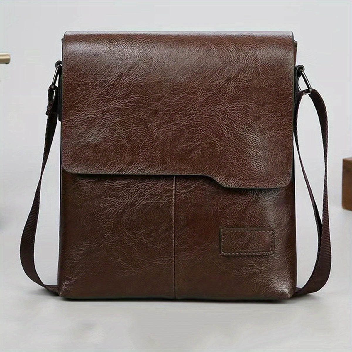 Vintage Crossbody Messenger Bag, Retro PU Shoulder Bag, Casual Briefcase Handbag & Clutch Purse