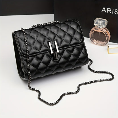 Trendy Argyle Quilted Crossbody Bag, Solid Color Square Flap Phone Coin Bag, Perfect Shoulder Bag For Everyday Going Out