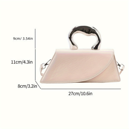 realaiot  Trendy Niche Design Satchel Bag, Top Handle Flap Purse, Novelty Women's PU Leather Purse