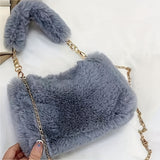 realaiot  Cute Plush Crossbody Tote Bag, Fluffy Soft Shoulder Bag, Women's Fashion Handbag & Phone Purse