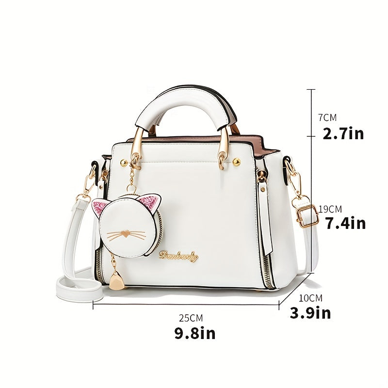 Classic Tote Satchel Bag, All-Match Shoulder Bag, Stylish Handbag With Mini Coin Purse