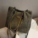 realaiot  Large Capacity Plush Shoulder Bag, All-Match Winter Commuter Tote Bag, Trendy Handbag