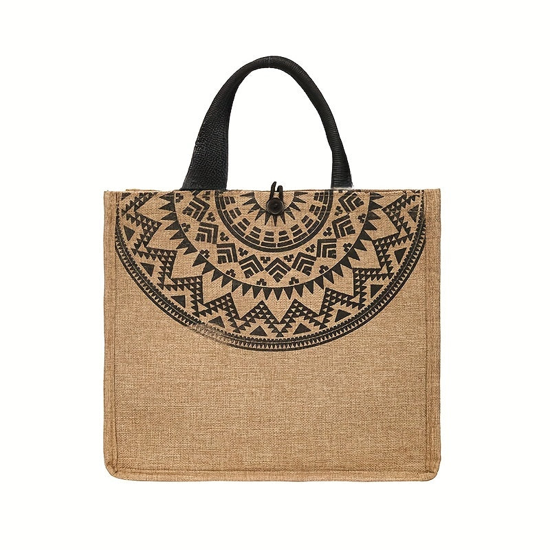 realaiot Trendy Ethnic Style Tote Bag, Large Capacity Handbag, Perfect Handle Bag For Daily Shopping