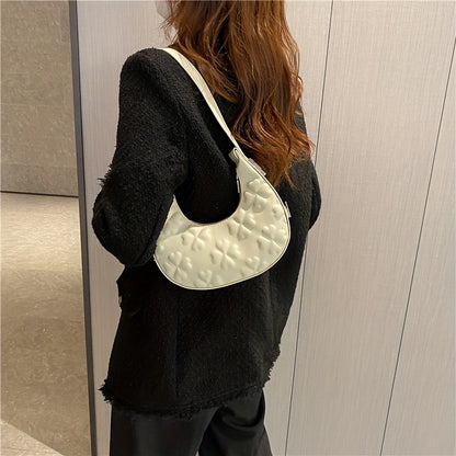 Solid Color Fashion Underarm Bag, Simple Casual PU Leather Half Moon Bag, Women's Trendy Versatile Shoulder Bag & Handbag