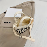 realaiot  Small Satchel Letter Print Crossbody Bag, Canvas Lightweight Messenger Bag, Casual Fashion Versatile Shoulder Bag