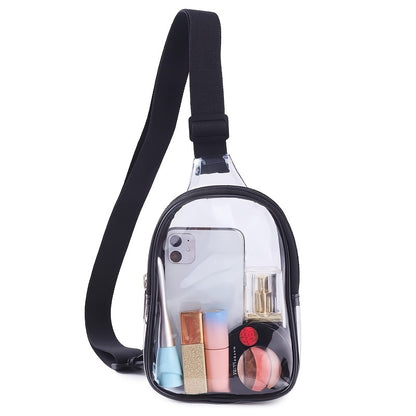 Mini Clear Sling Bag, Casual Zipper Crossbody Chest Purse For Sports & Outdoor