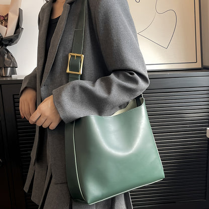 All-Match Solid Color Shoulder Bag, Solid Color Classic Bag With Insert Pouch, Women's Bag For Work