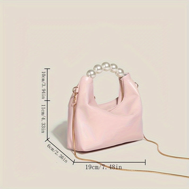 realaiotMini Faux Pearl Handbag, Fashion Chain Crossbody Bag, Women's Niche Design Hobo Bag & Purse