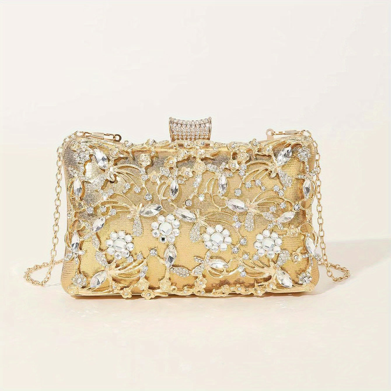 Elegant Hollow Flower & Rhinestone Decor Clutch Bag, Stylish Evening Bag For Party Women's Coin Purse