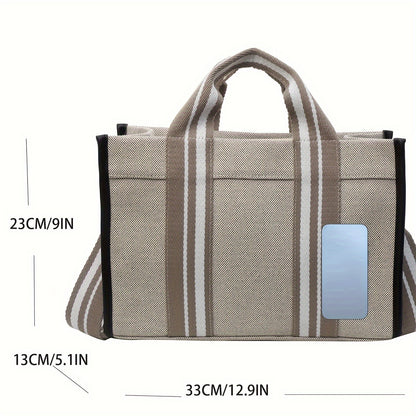 realaiot Simple Tote Bag For Women, Striped Wide Strap Crossbody Bag, Fashion Handbag For Commuting, Shopping