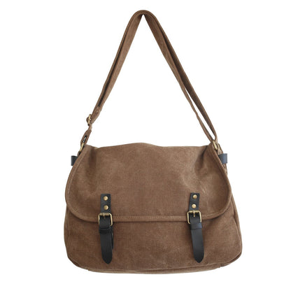 Casual Simple Messenger Bag, Canvas Large Capacity Crossbody Bag, Minimalist Flap Bag For School