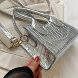realaiot  Vintage Crocodile Pattern Handbag, Trendy PU Leather Crossbody Bag, Women's Casual Stylish Handbag & Purse