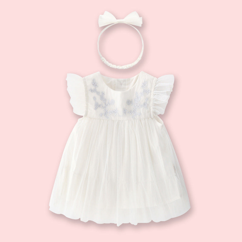 Baby Skirt European and American Style White Tulle Skirt Send Hair Band Baby Clothes Dress Princess Tulle Skirt Dress