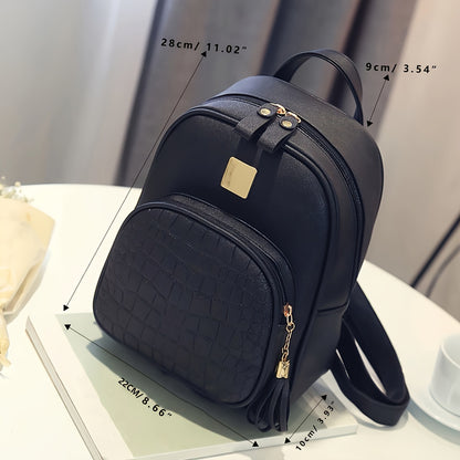 1pc Fashion Crocodile Pattern Backpack, Small Simple Balck Bag,Women's Versatile Casual Bag, Dual-Purpose Large Capacity Travel Bag For Work & Play