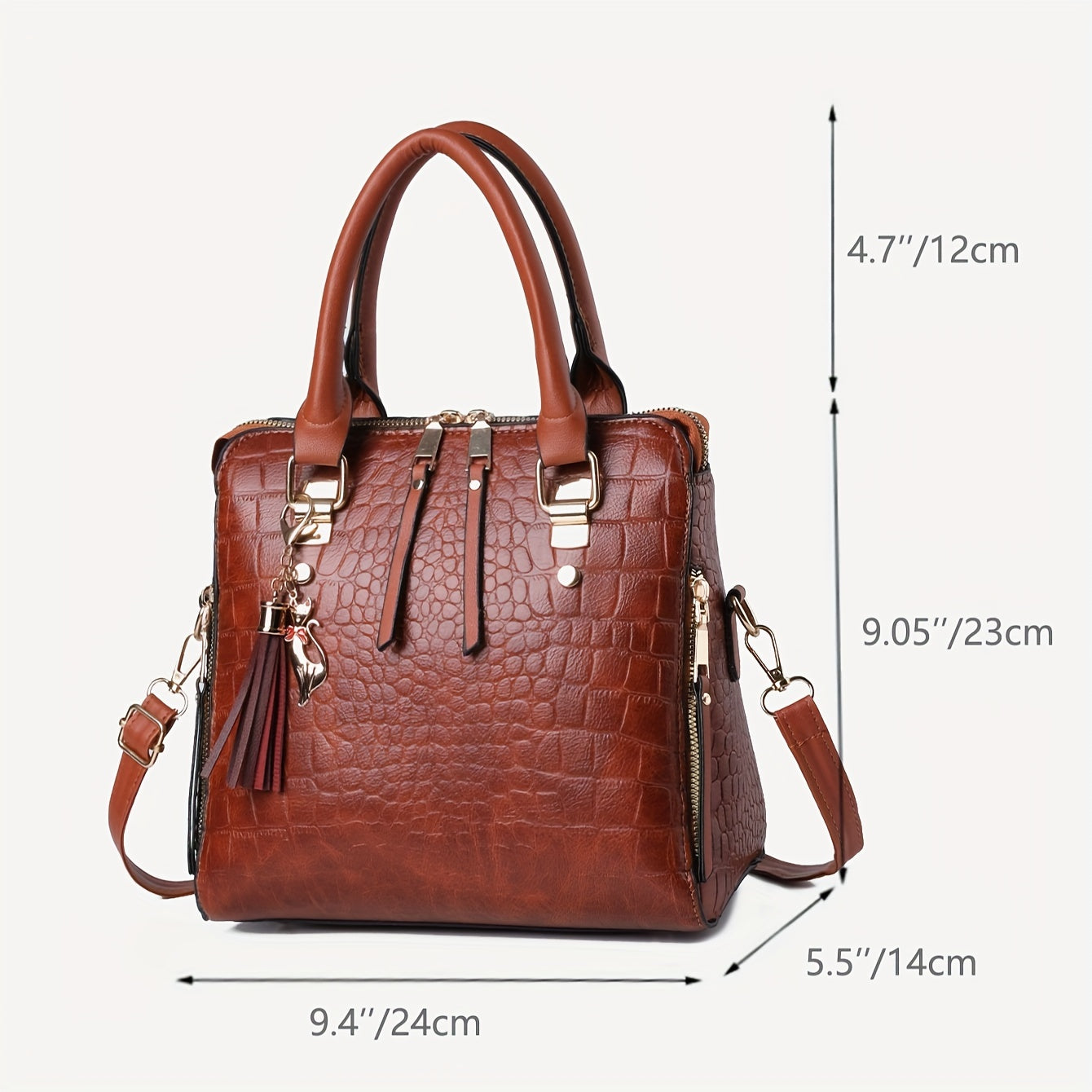 realaiot  Crocodile Pattern Crossbody Bag, Fashion Shoulder Bag, Women's Trendy Handbag & Purse