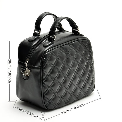 realaiot  Minimalist Small Quilted Bag, All-Match Argyle Pattern Handbag, Top Handle PU Leather Bag For Women. Suitable For Daily Use!