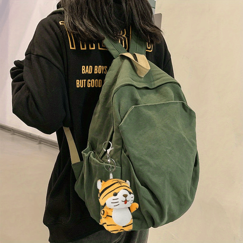 realaiot  American Vintage Canvas High School Student Backpack Male Niche Army Green Boys College Student Schoolbag Travel Backpack Female