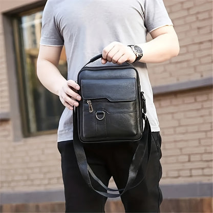 Men's New Fashion Crossbody Bag High-capacity Multi-compartment Single Shoulder Bag Faux Leather Messenger Bag Travel Shoulder Bag Men's Short Leather Wallet