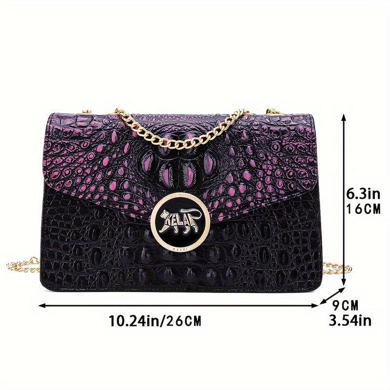 Crocodile Print Crossbody Bag, Fashion PU Shoulder Bag, Women's Trendy Handbag & Purse