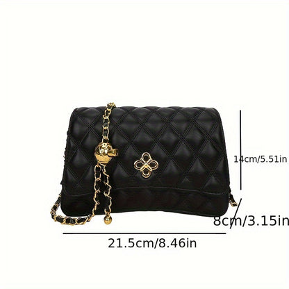 realaiot  Fashion Quilted Crossbody Bag, Classic Flap Shoulder Bag, Women's Elegant Handbag & Purse