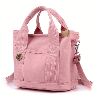 Portable Lunch Box Bag, Canvas Tote Bag For Women, Multi Layer Crossbody Bag For Work & Go Out