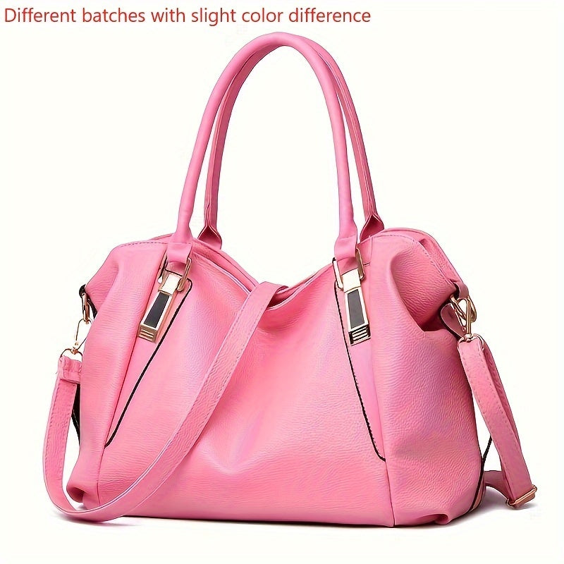 Fashion Casual Shoulder Bag, PU Leather Large Capacity Handbag Tote Bag For Men Women