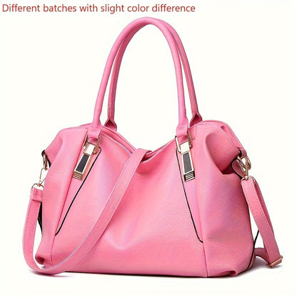 Fashion Casual Shoulder Bag, PU Leather Large Capacity Handbag Tote Bag For Men Women